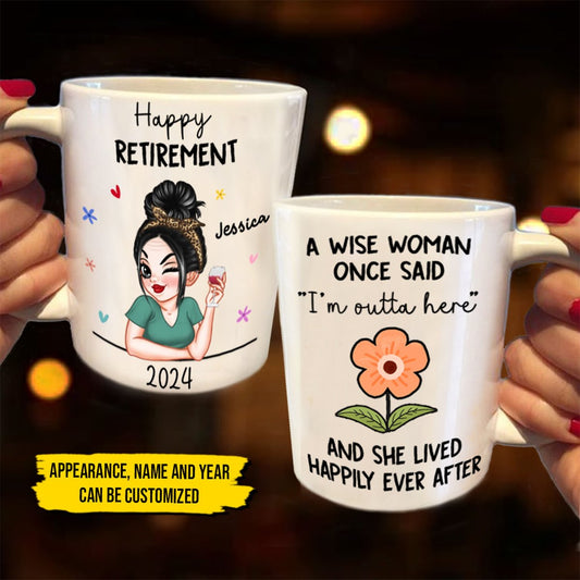 Retirement - Happy Retirement She Lived Happily Ever After - Personalized Mug - Makezbright Gifts