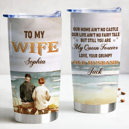 Royal Love Couple Tumbler - To My Beloved Wife, Forever My Reign - Customized Stainless Steel Tumbler - Makezbright Gifts