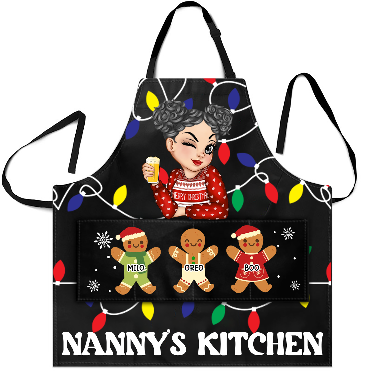 Gingerbread Christmas Grandma's Kitchen - Personalized Apron