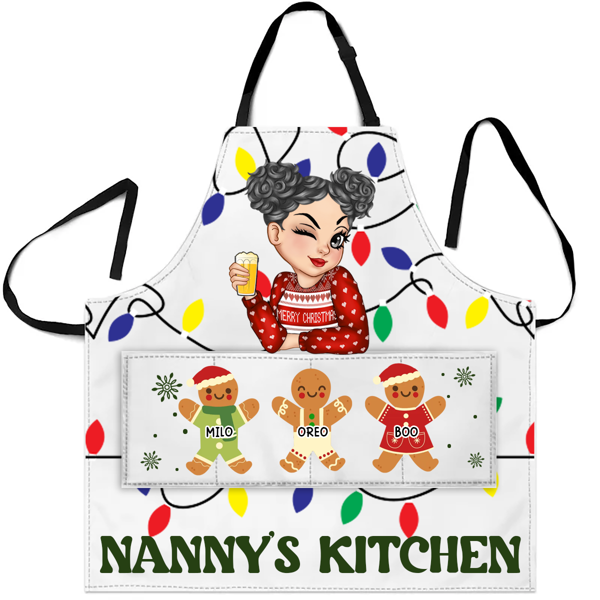 Gingerbread Christmas Grandma's Kitchen - Personalized Apron