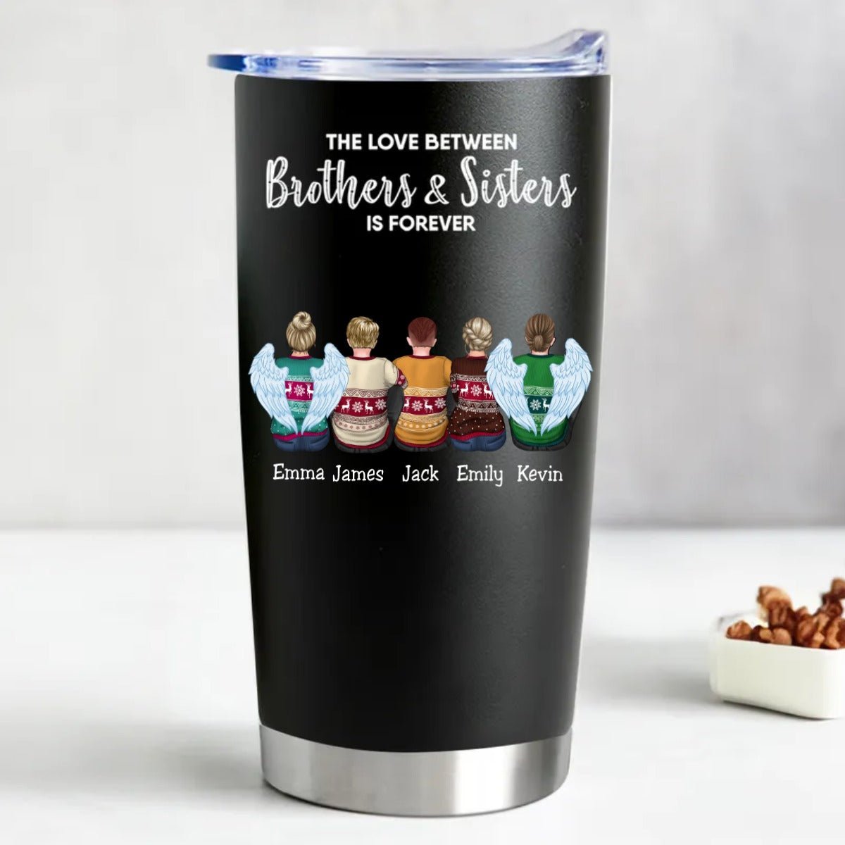 Siblings Forever 20oz Personalized Stainless Steel Tumbler (BL) - Makezbright Gifts