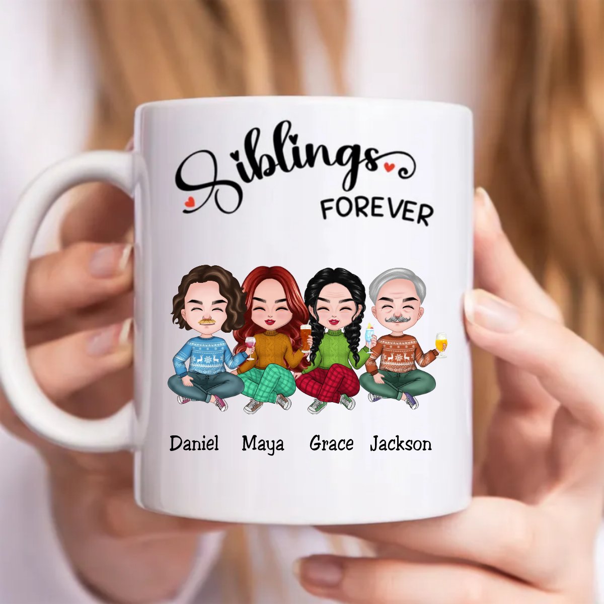 Siblings Forever - Personalized Mug (SA) - Makezbright Gifts