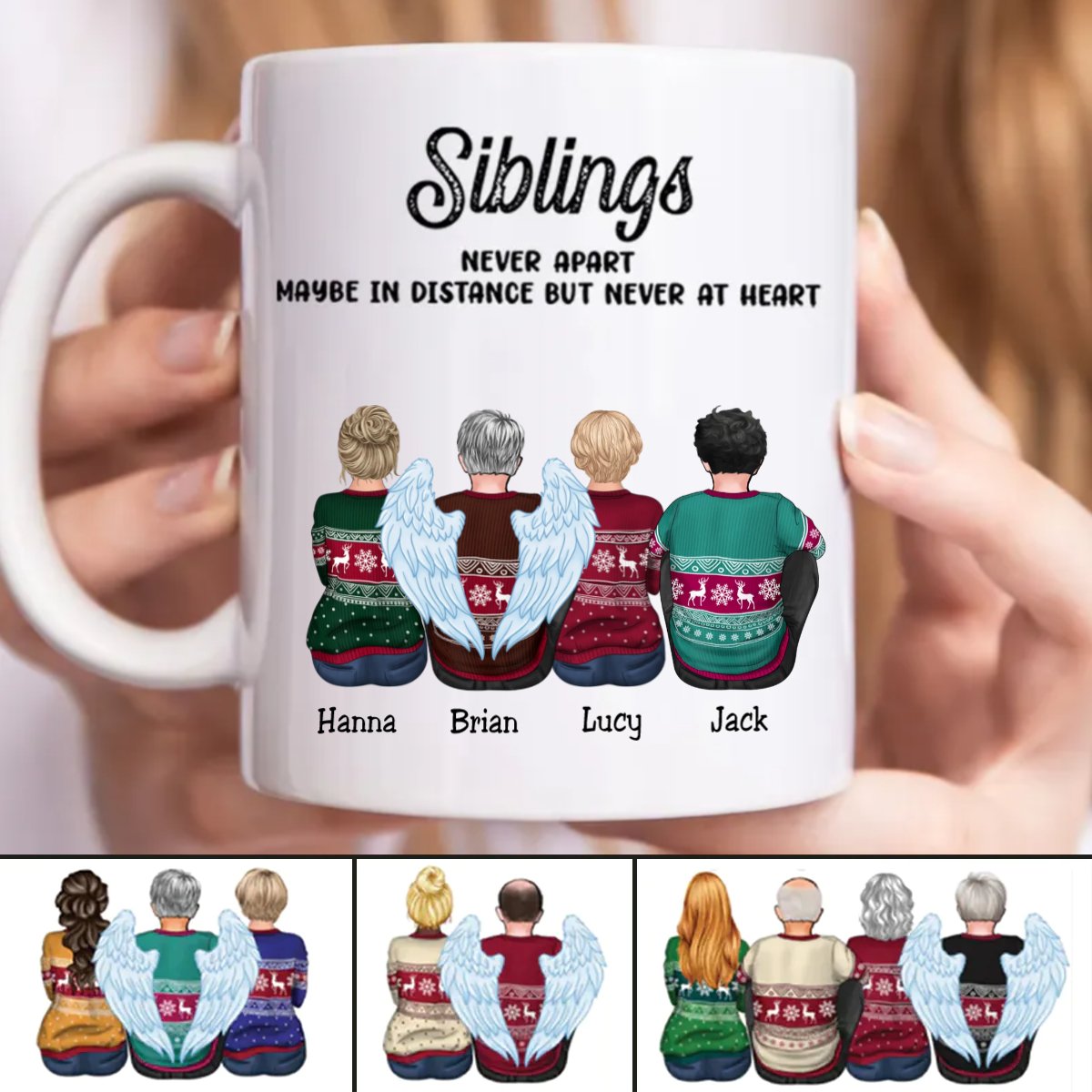 Siblings Never Apart Maybe In Distance But Never At Heart - Personalized Mug (LL) - Makezbright Gifts