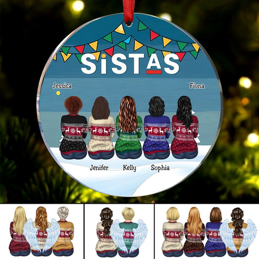 Sistas - Sistas Soul Sisters Ver 2 - Personalized Circle Ornament - Makezbright Gifts