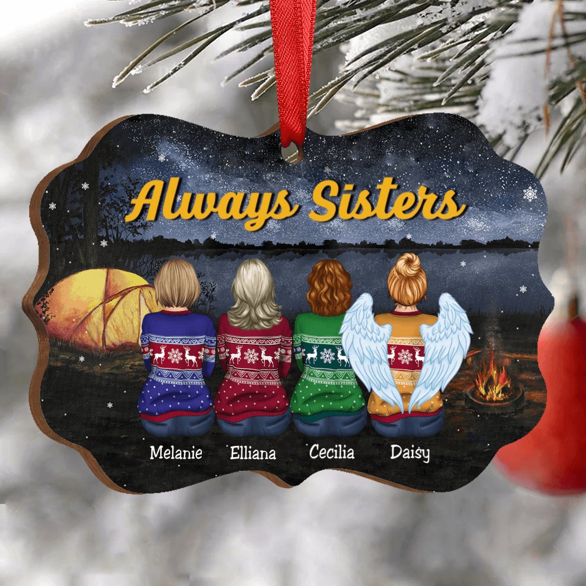 Sisters - Always Sisters - Personalized Christmas Acrylic Ornament - Makezbright Gifts