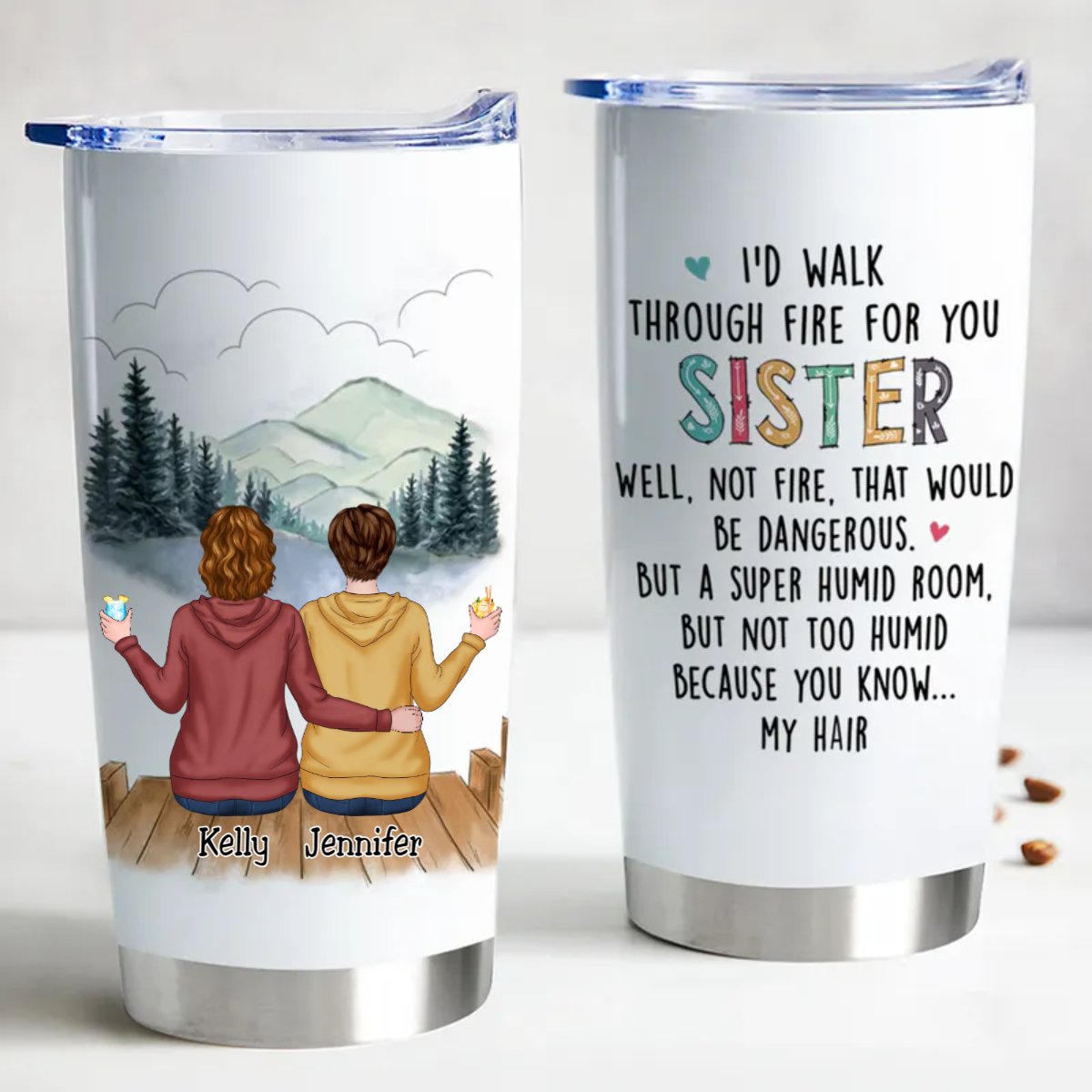 Sisters Forever 20oz Personalized Insulated Tumbler - Makezbright Gifts