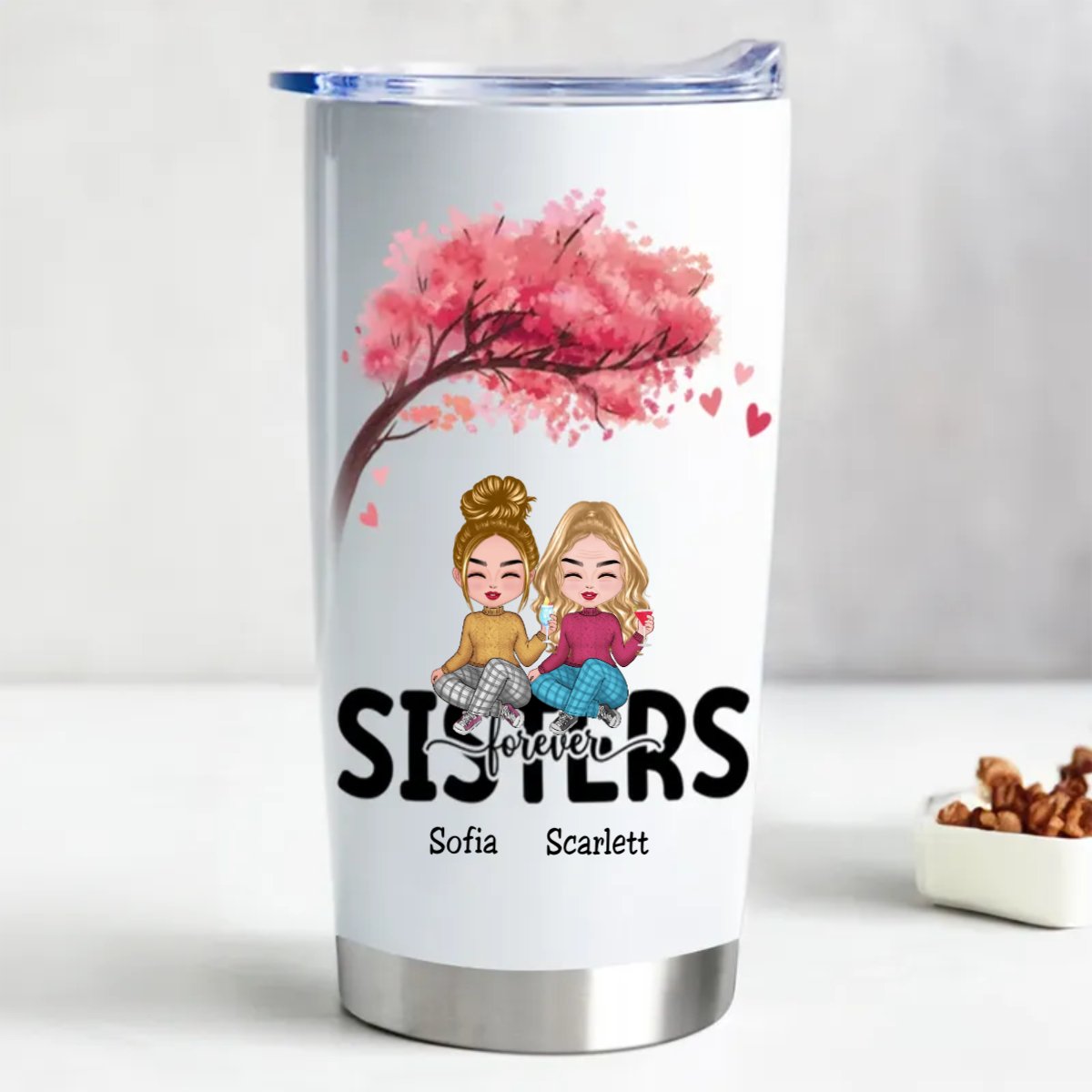 Sisters Forever Customizable 20oz Insulated Tumbler - Makezbright Gifts