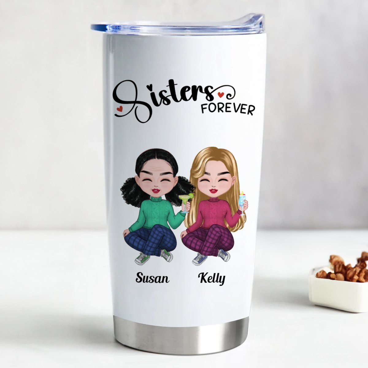 Sisters Forever Customized 20oz Insulated Tumbler - Makezbright Gifts