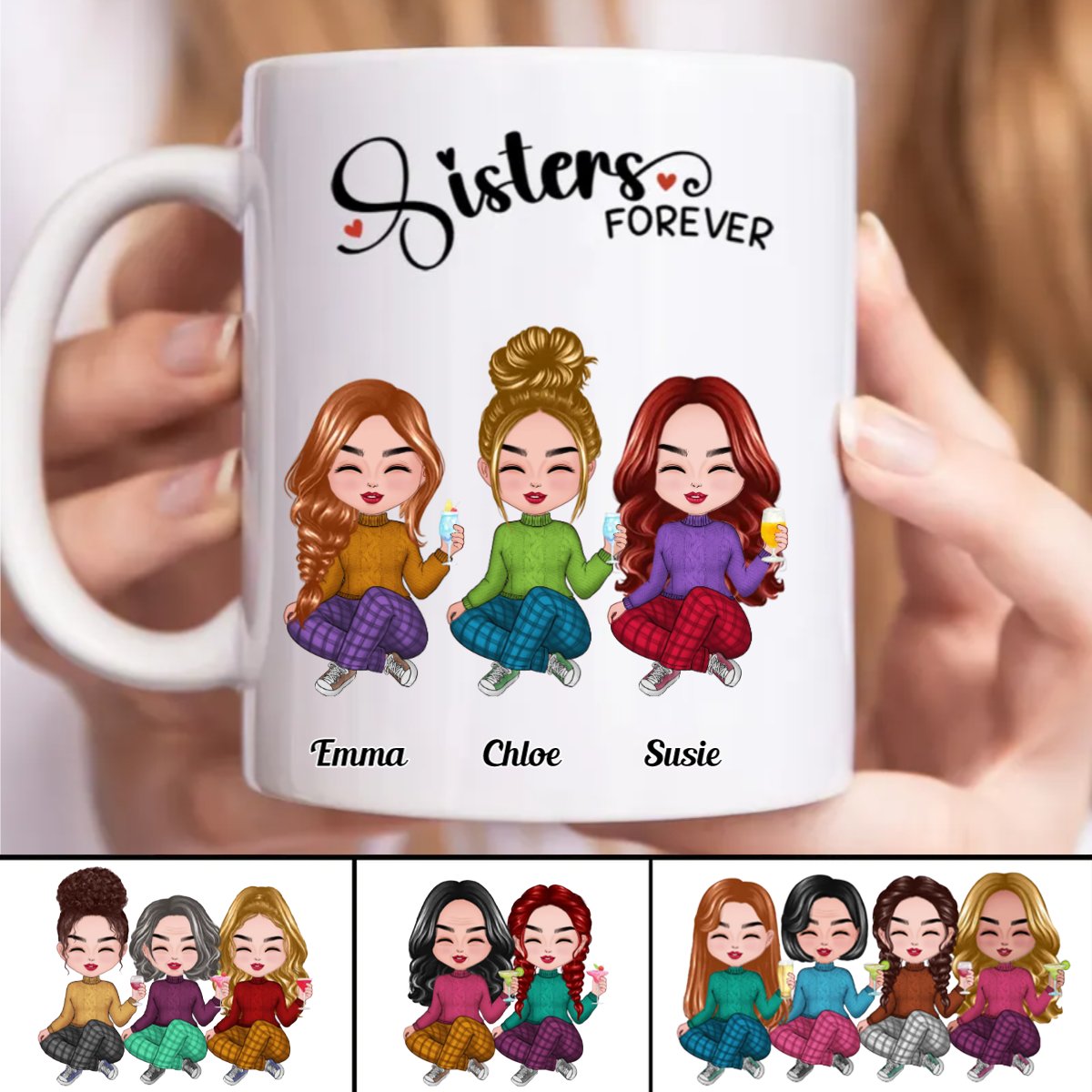 Sisters Forever - Personalized Mug - Makezbright Gifts