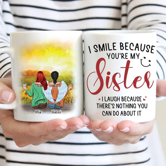 Sisters - I Smile Because You're My Sister - Personalized Mug (Sunflower) - Makezbright Gifts