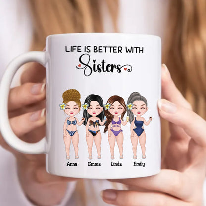 Sisters - Life Is Better With Sisters - Personalized Mug - Makezbright Gifts