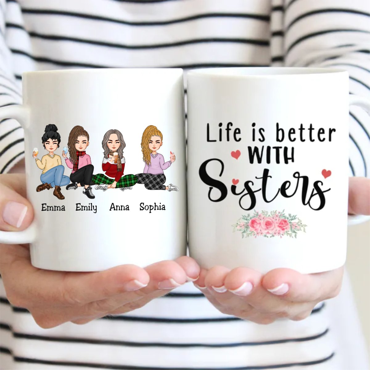 Sisters - Life Is Better With Sisters - Personalized Mug - Makezbright Gifts