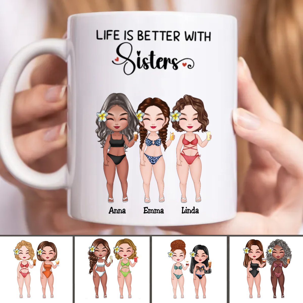 Sisters - Life Is Better With Sisters - Personalized Mug - Makezbright Gifts