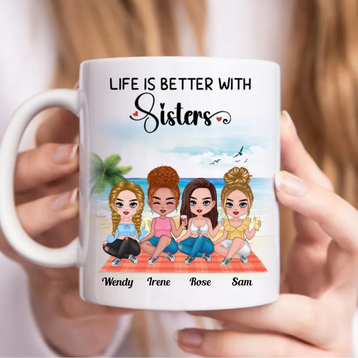 Sisters - Life Is Better With Sisters - Personalized Mug (BB) - Makezbright Gifts