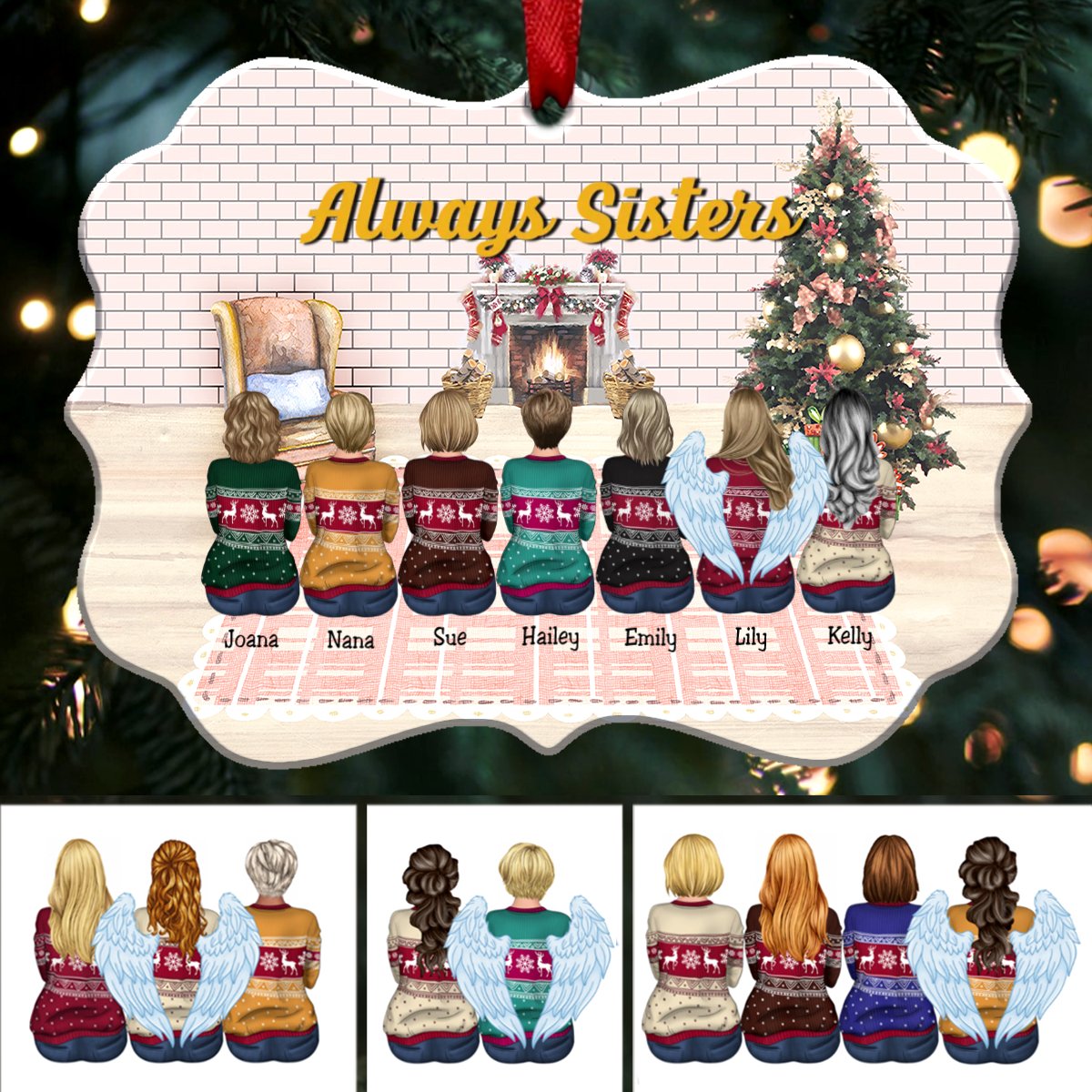 Sisters Memorial Gift - Always Sisters - Personalized Christmas Ornament (BB1) - Makezbright Gifts