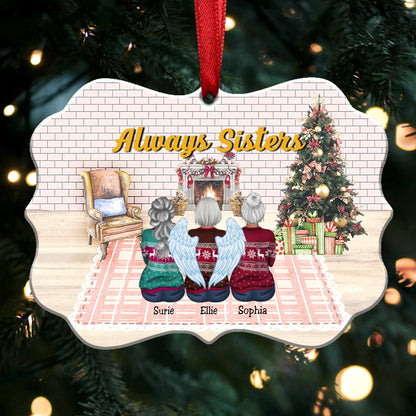 Sisters Memorial Gift - Always Sisters - Personalized Christmas Ornament (BB1) - Makezbright Gifts