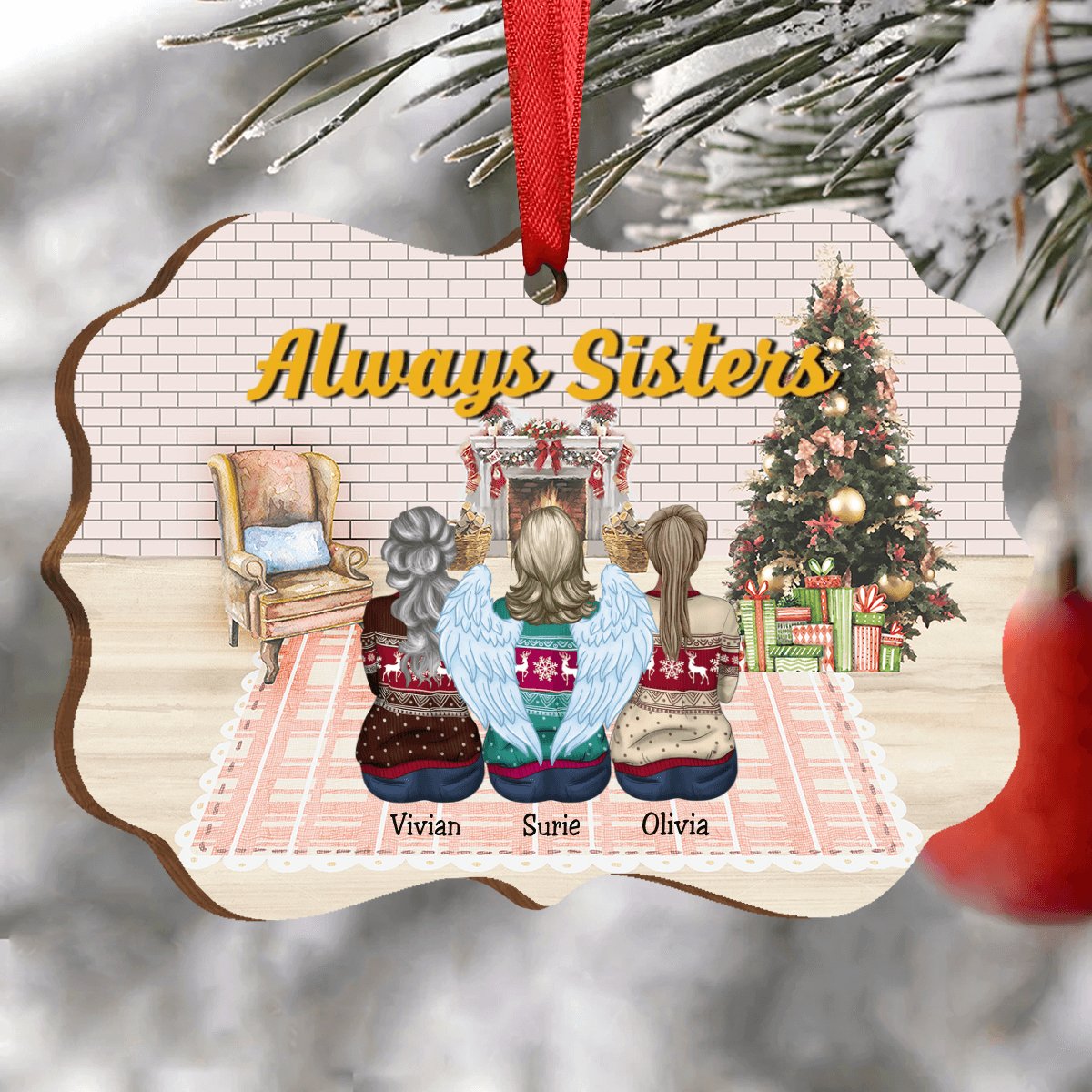 Sisters Memorial Gift - Always Sisters - Personalized Christmas Ornament (BB1) - Makezbright Gifts