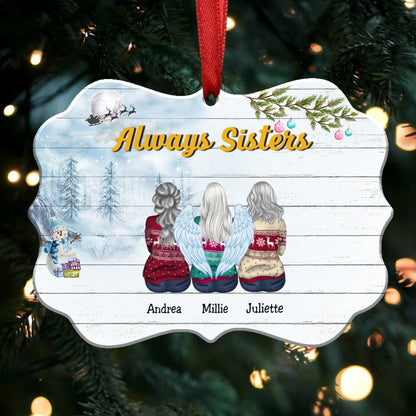 Sisters Memorial Gift - Always Sisters - Personalized Christmas Ornament (CN1) - Makezbright Gifts