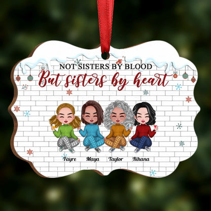 Sisters - Not Sisters By Blood But Sisters By Heart - Personalized Acrylic Ornament (Ver 2) - Makezbright Gifts