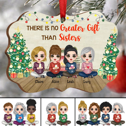 Sisters Ornament - There Is No Greater Gift Than Sisters Dolls Sitting - Personalized Christmas Acrylic Ornament - Makezbright Gifts