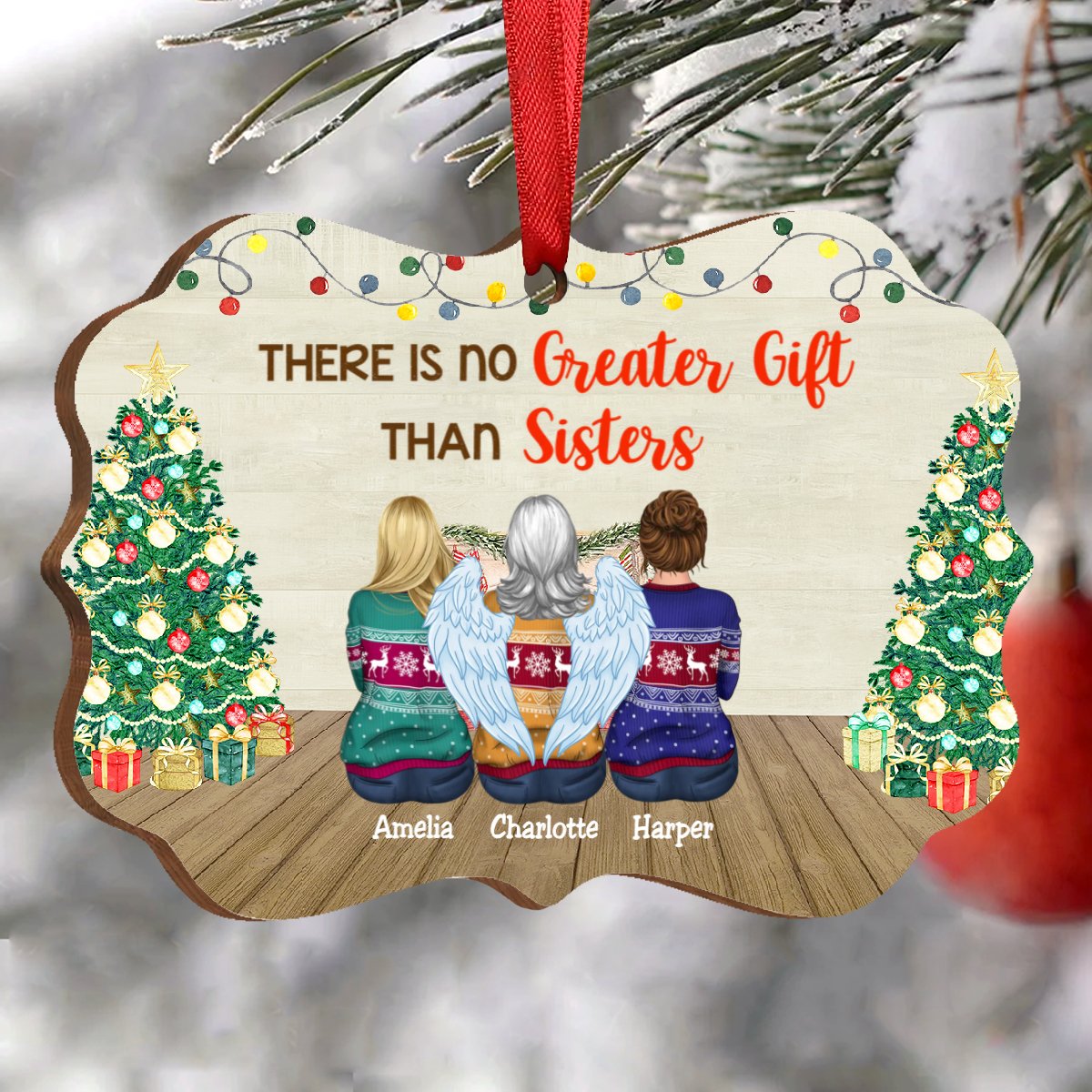 Sisters Ornament - There Is No Greater Gift Than Sisters - Personalized Acrylic Ornament - Makezbright Gifts