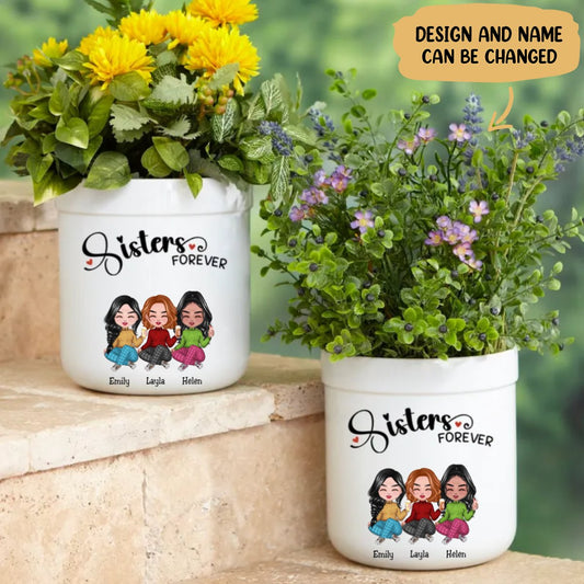 Sisters - Sister Forever - Personalized Flowerpot (AA) - Makezbright Gifts