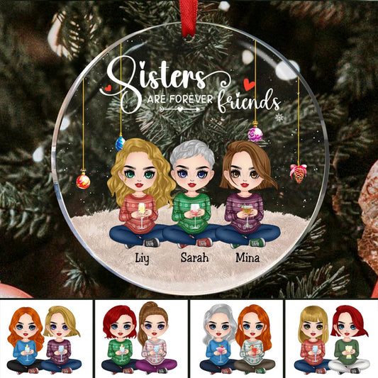 Sisters - Sisters Are Forever Friends - Personalized Circle Ornament (TB) - Makezbright Gifts