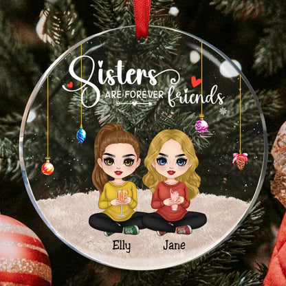 Sisters - Sisters Are Forever Friends - Personalized Circle Ornament (TB) - Makezbright Gifts