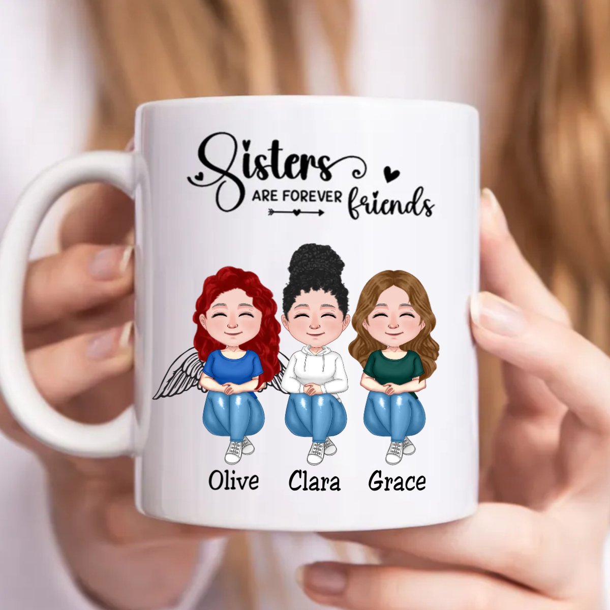 Sisters - Sisters Are Forever Friends - Personalized Mug - Makezbright Gifts