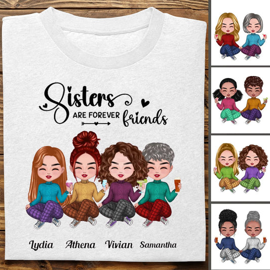 Sisters - Sisters Are Forever Friends - Personalized T - Shirt - Makezbright Gifts