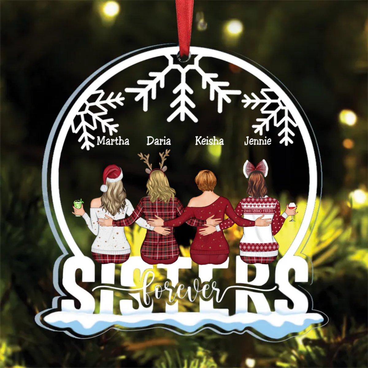 Sisters - Sisters Forever - Personalized Acrylic Ornament - Makezbright Gifts