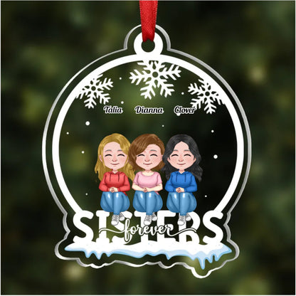 Sisters - Sisters Forever - Personalized Christmas Transparent Ornament (Ver 3) - Makezbright Gifts