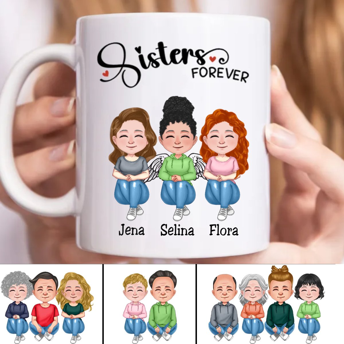 Sisters - Sisters Forever - Personalized Mug - Makezbright Gifts