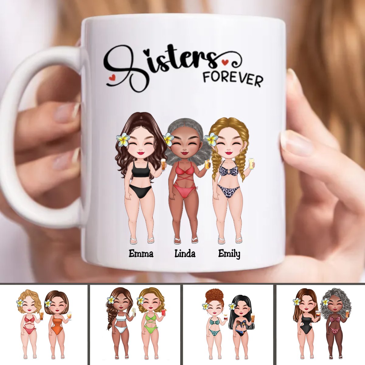 Sisters - Sisters Forever - Personalized Mug - Makezbright Gifts