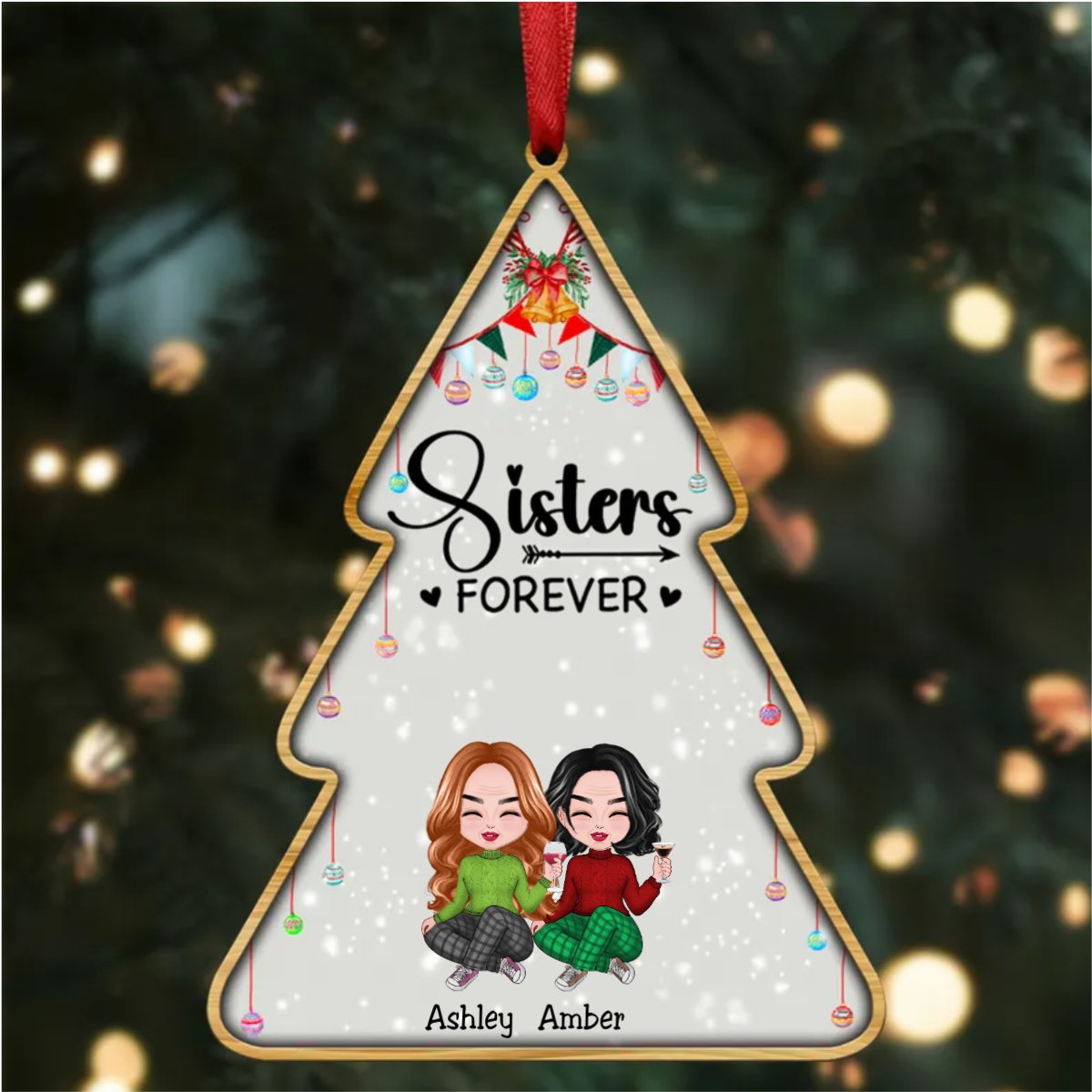 Sisters - Sisters Forever - Personalized Transparent Ornament - Makezbright Gifts