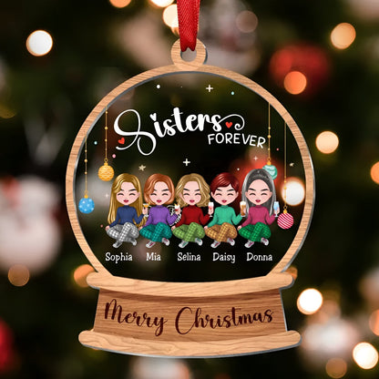 Sisters - Sisters Forever - Personalized Transparent Ornament - Makezbright Gifts