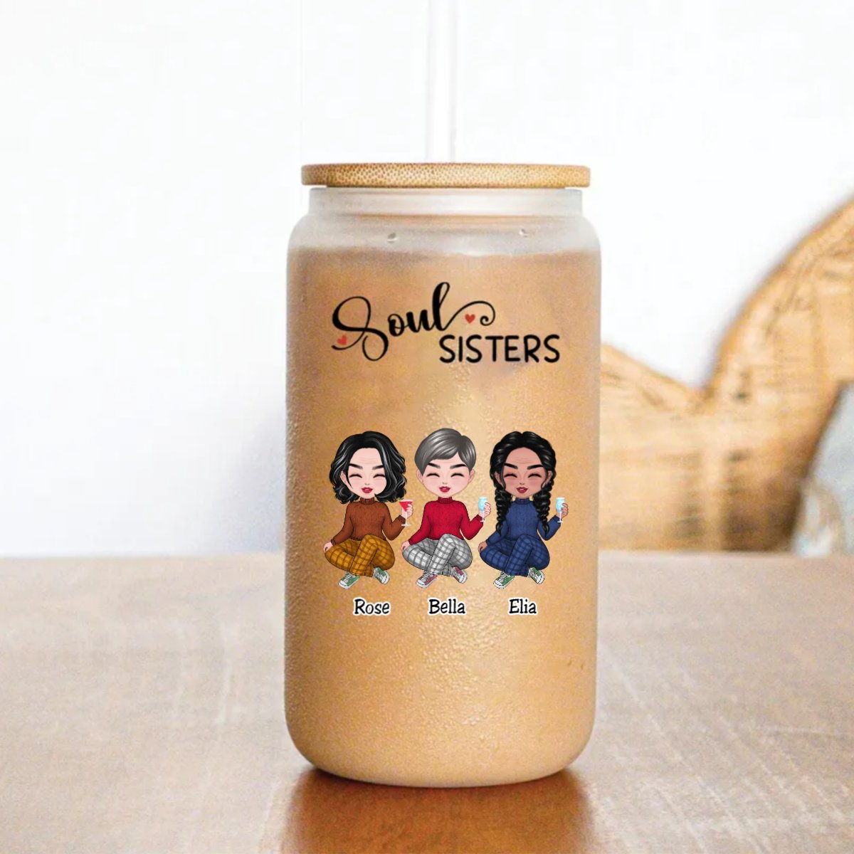 Sisters - Soul Sisters - Personalize Glass Can (AA) - Makezbright Gifts