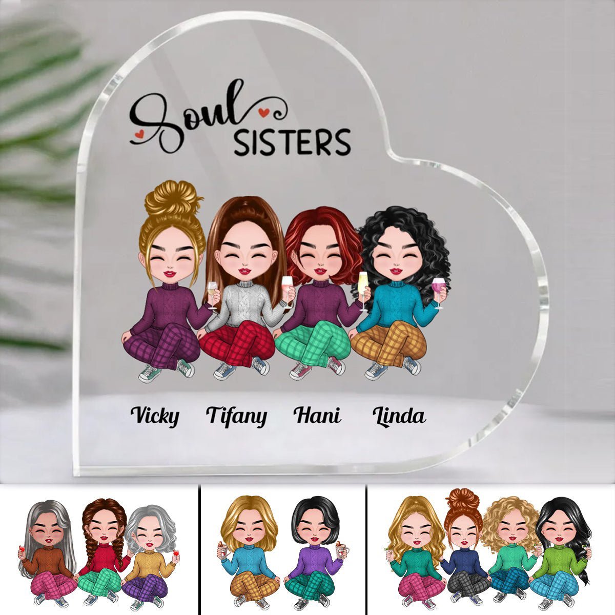 Sisters - Soul Sisters - Personalized Acrylic Plaque (LH) - Makezbright Gifts