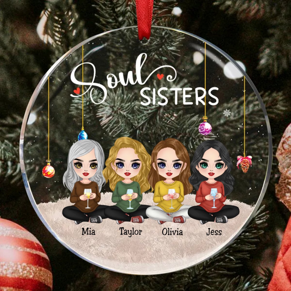 Sisters - Soul Sisters - Personalized Circle Ornament (TB) - Makezbright Gifts