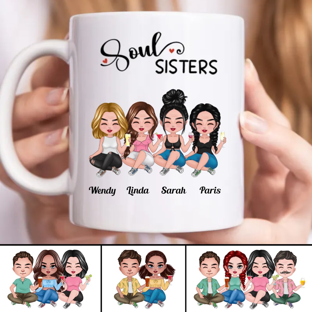 Sisters - Soul Sisters - Personalized Mug (TB) - Makezbright Gifts