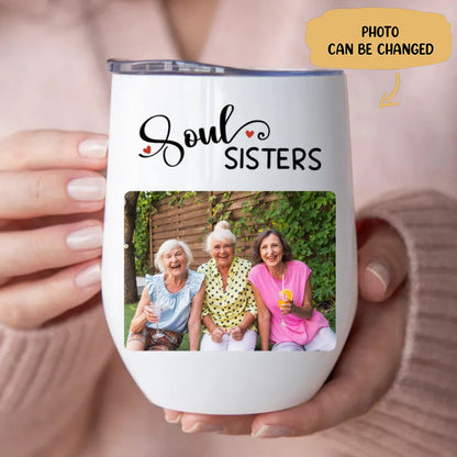 Sisters - Soul Sisters - Personalized Wine Tumbler (LH) - Makezbright Gifts