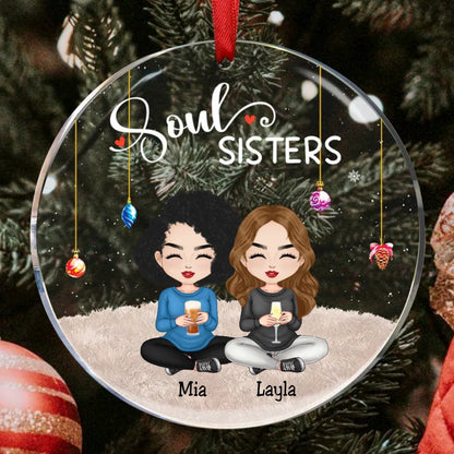 Sisters - Soul Sisters Ver 2 - Personalized Circle Ornament - Makezbright Gifts