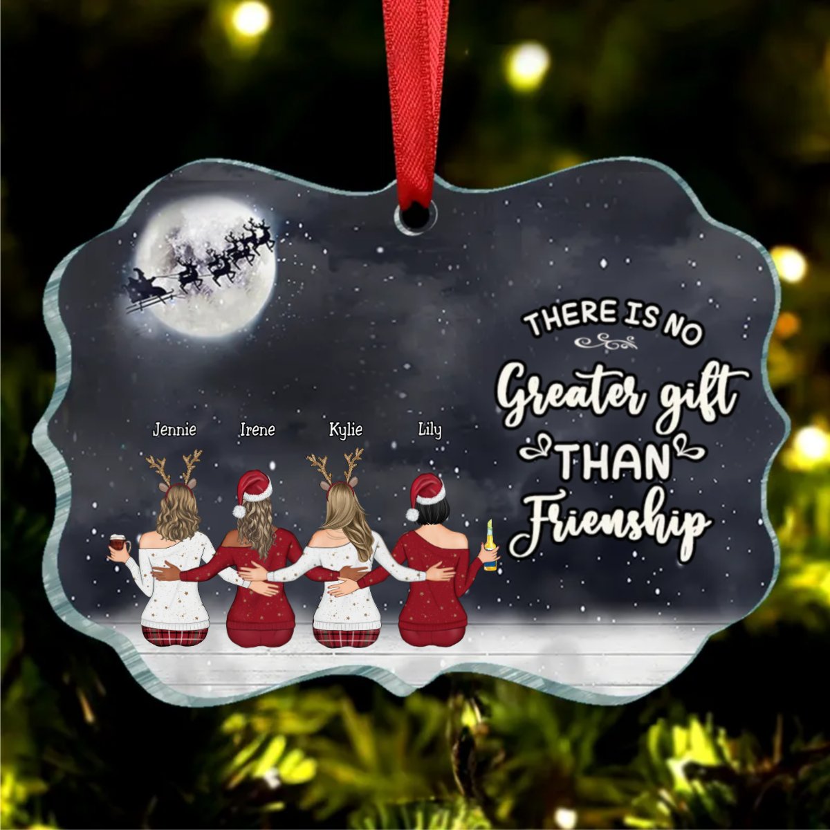 Sisters - There Is No Greater Gift Than Friendship - Personalized Acrylic Ornament - Makezbright Gifts