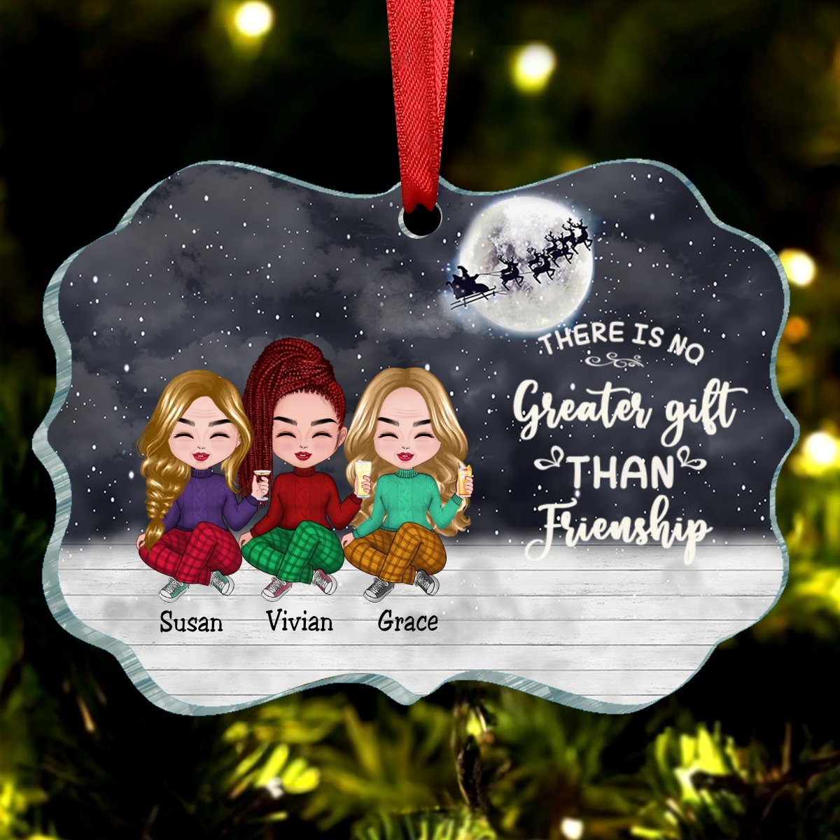 Sisters - There Is No Greater Gift Than Sisters - Personalized Acrylic Ornament (SA) - Makezbright Gifts