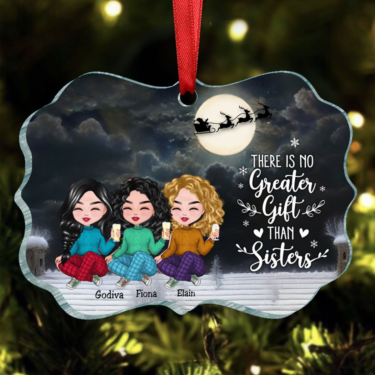 Sisters - There Is No Greater Gift Than Sisters - Personalized Acrylic Ornament (VP) - Makezbright Gifts