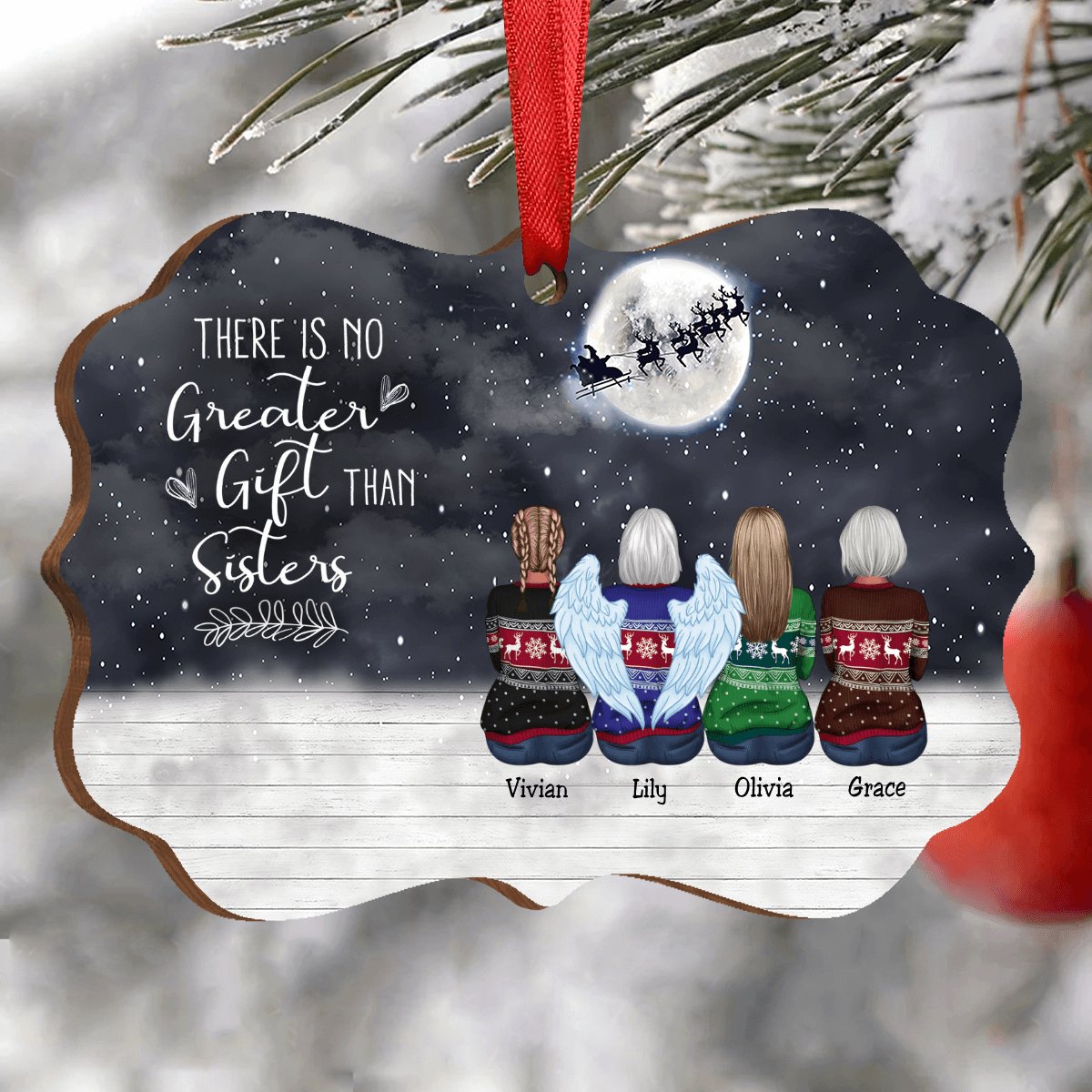 Sisters - There Is No Greater Gift Than Sisters - Personalized Christmas Ornament - Makezbright Gifts