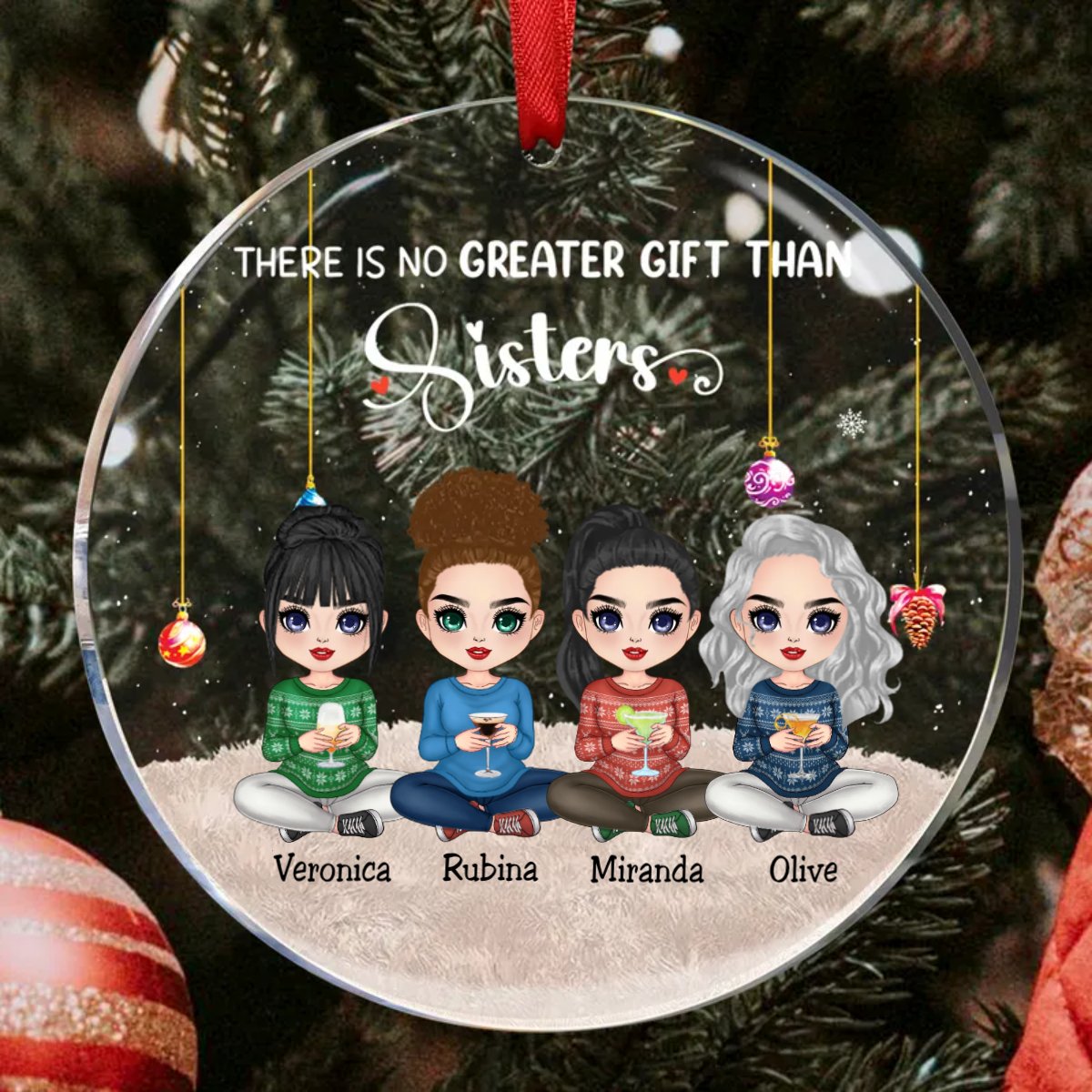 Sisters - There Is No Greater Gift Than Sisters - Personalized Circle Ornament (TB) - Makezbright Gifts