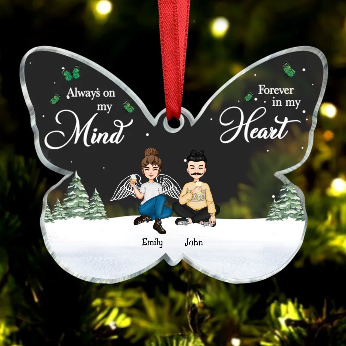 Sisters - Your Wings Were Ready But Our Hearts Were Not - Personalized Acrylic Ornament - Makezbright Gifts