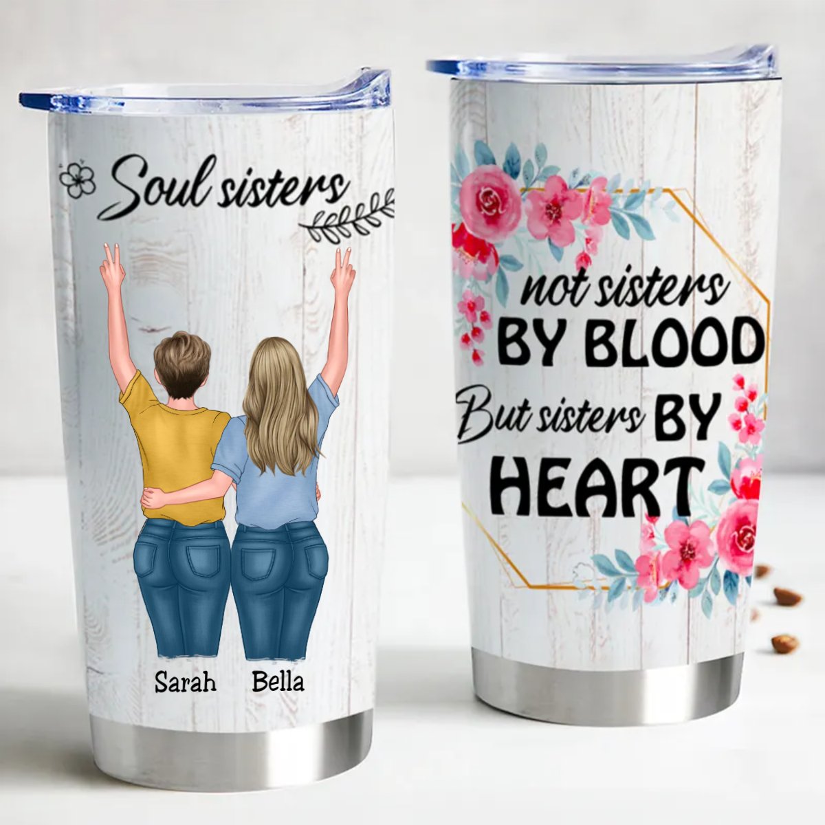 Soul Sisters Insulated Tumbler - Personalized Stainless Steel Cup for Sisters & Friends - Makezbright Gifts