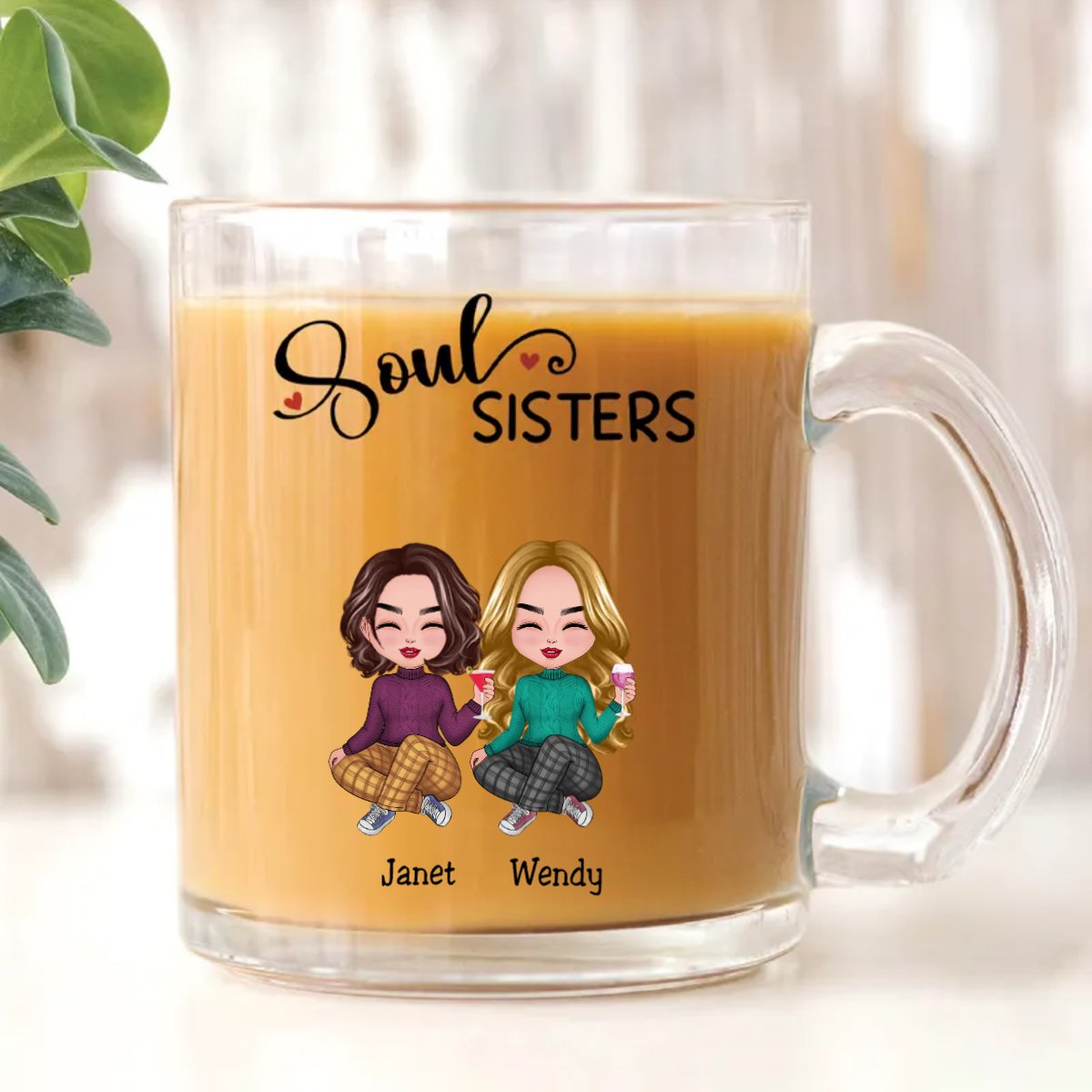 Soul Sisters - Personalized Glass Mug - Makezbright Gifts